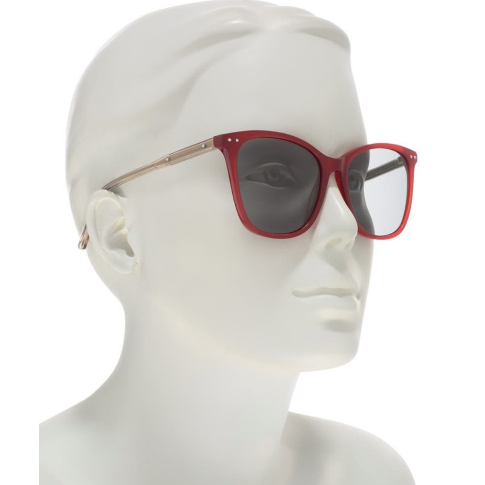 Bottega Veneta Sunglasses BV0079SA 003 Clear Red Square Frames with Gray Lenses